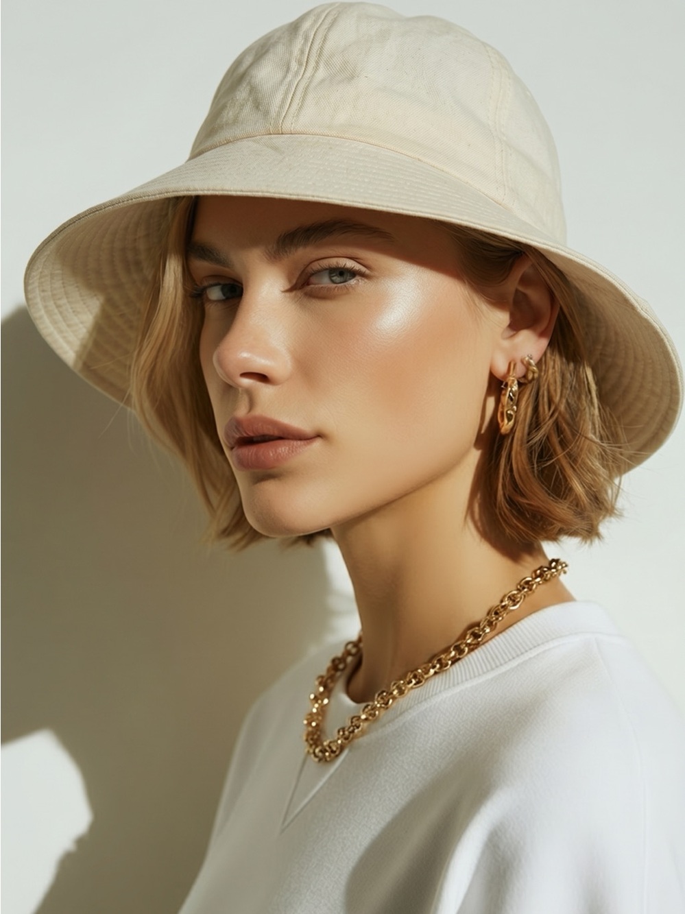 White Bucket Hat - Women Accessories